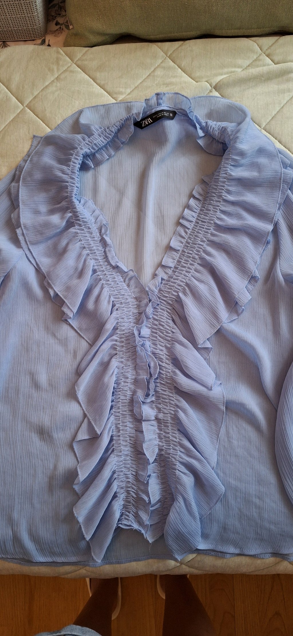 Camisa Zara Azul Manga Larga