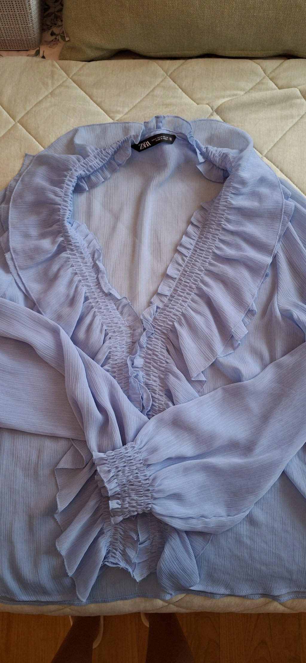 Camisa Zara Azul Manga Larga