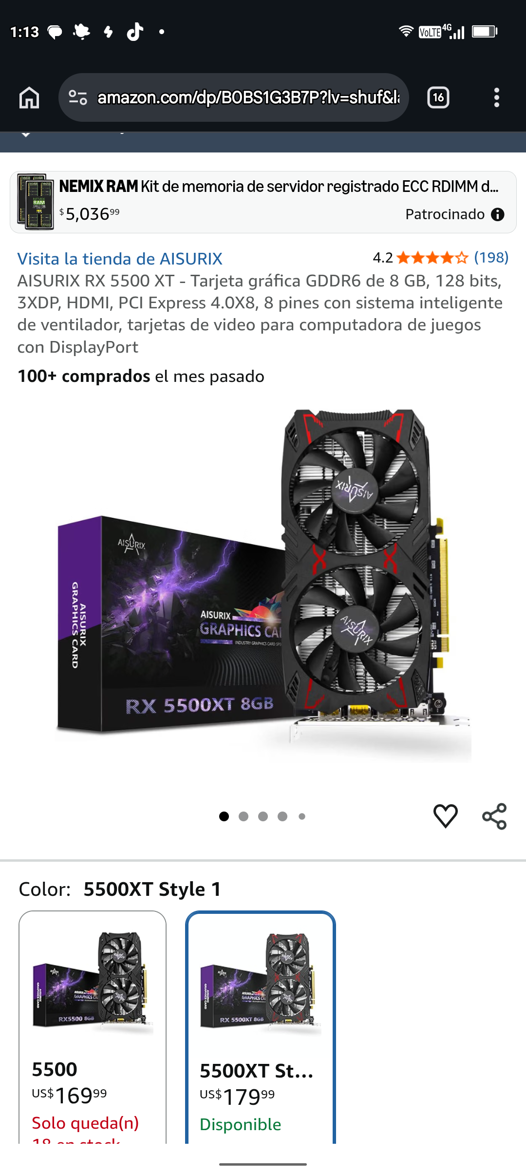 AISURIX RX 5500 XT 8gb DDR6 