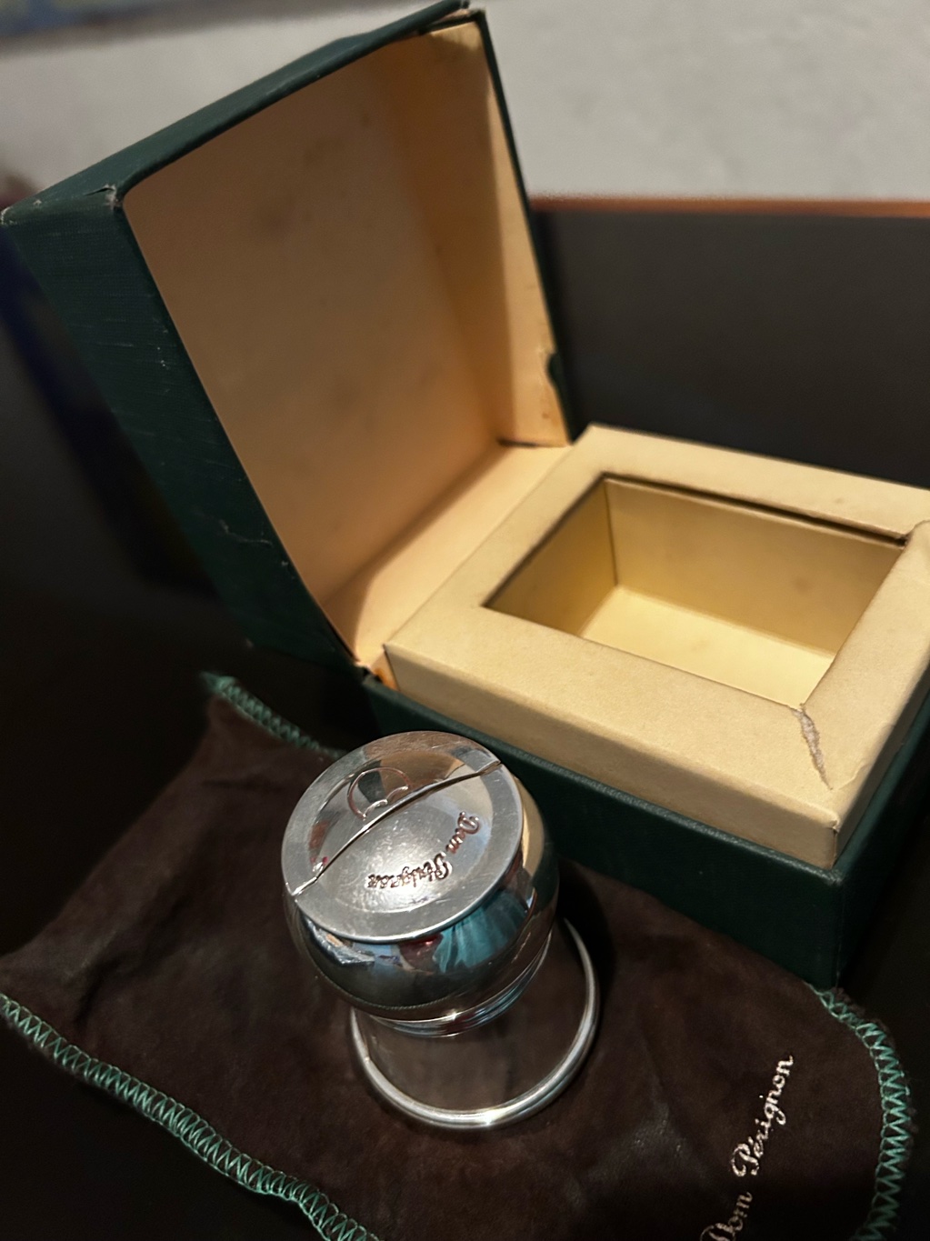 1999 Limited edition Christofle / Dom Perignon champagne keepsake cork holder
