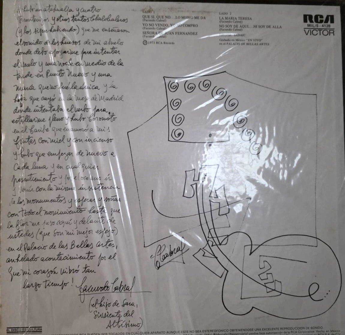 LP de Facundo Cabral en el Palacio Bellas Artes MEXICO