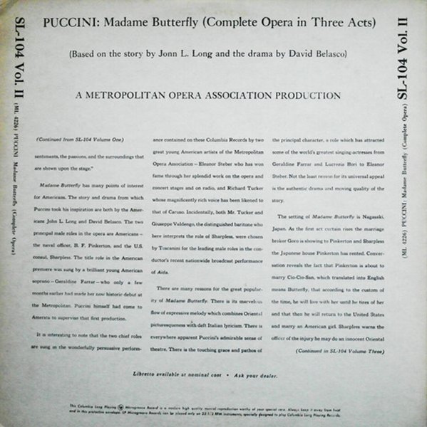 Lp´s de la Opera MAdam Butterfly de PUCCINI