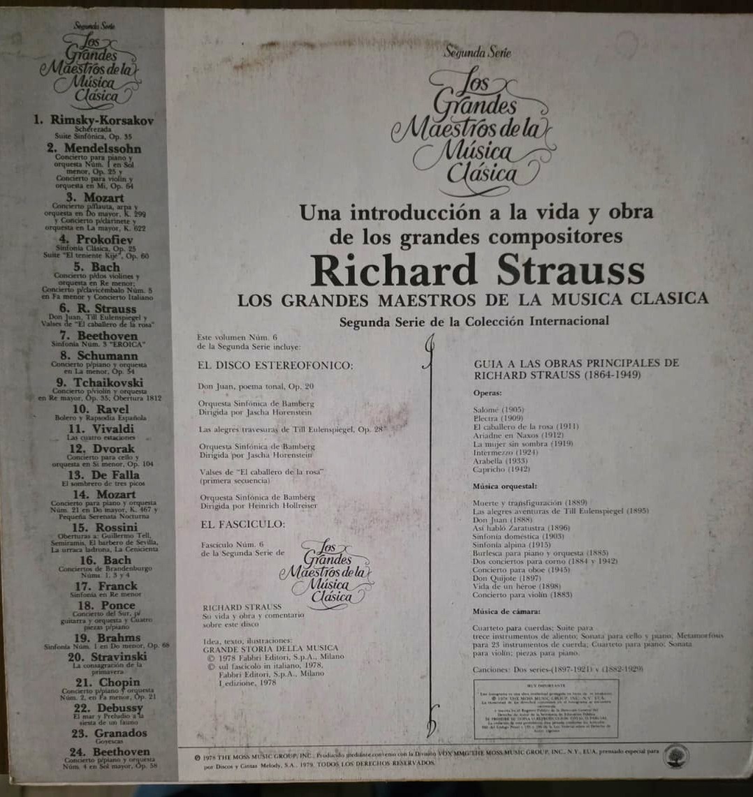 LP de Las Grandes Composiciones de Richard Strauss