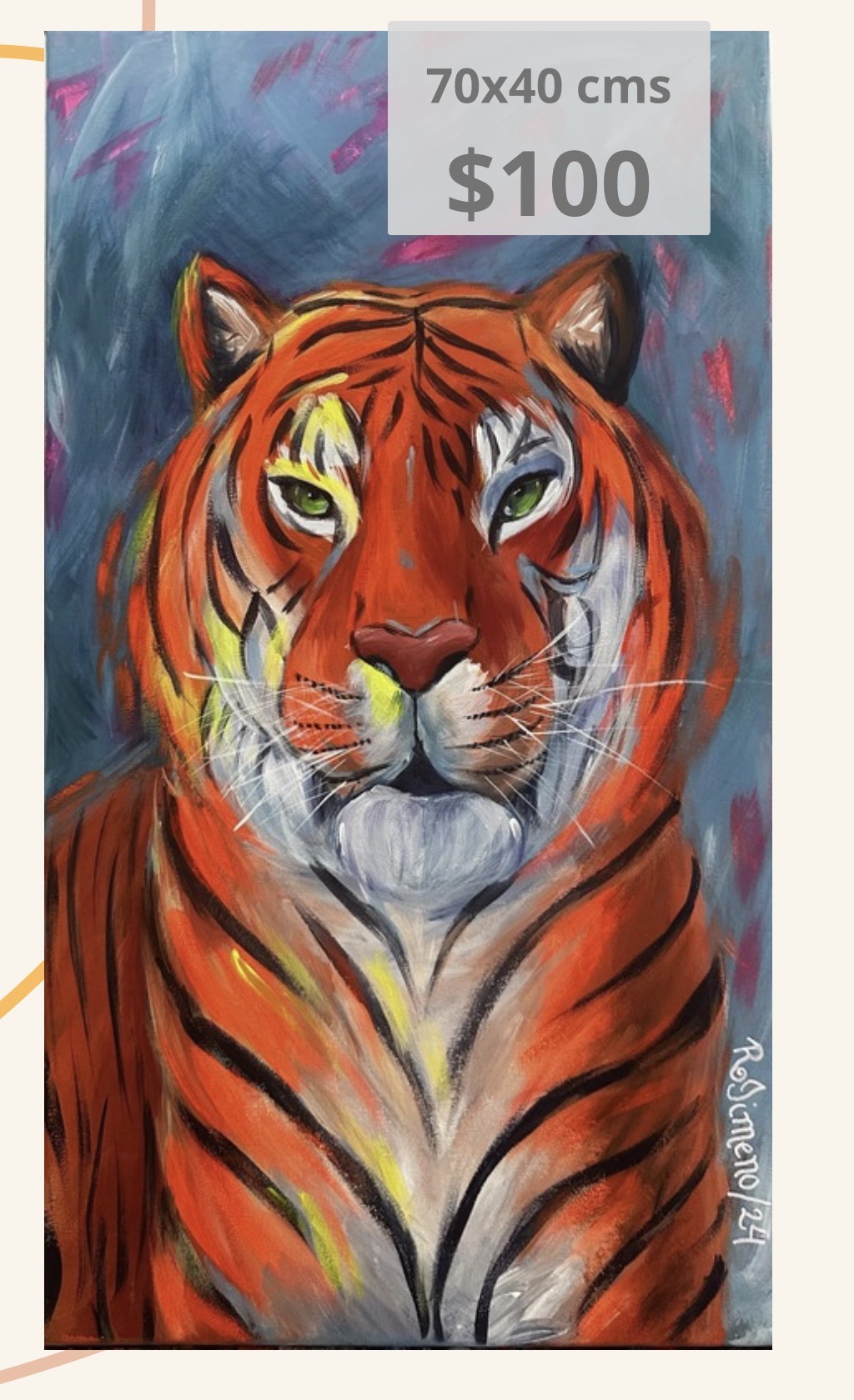Cuadro de tigre en acrilico