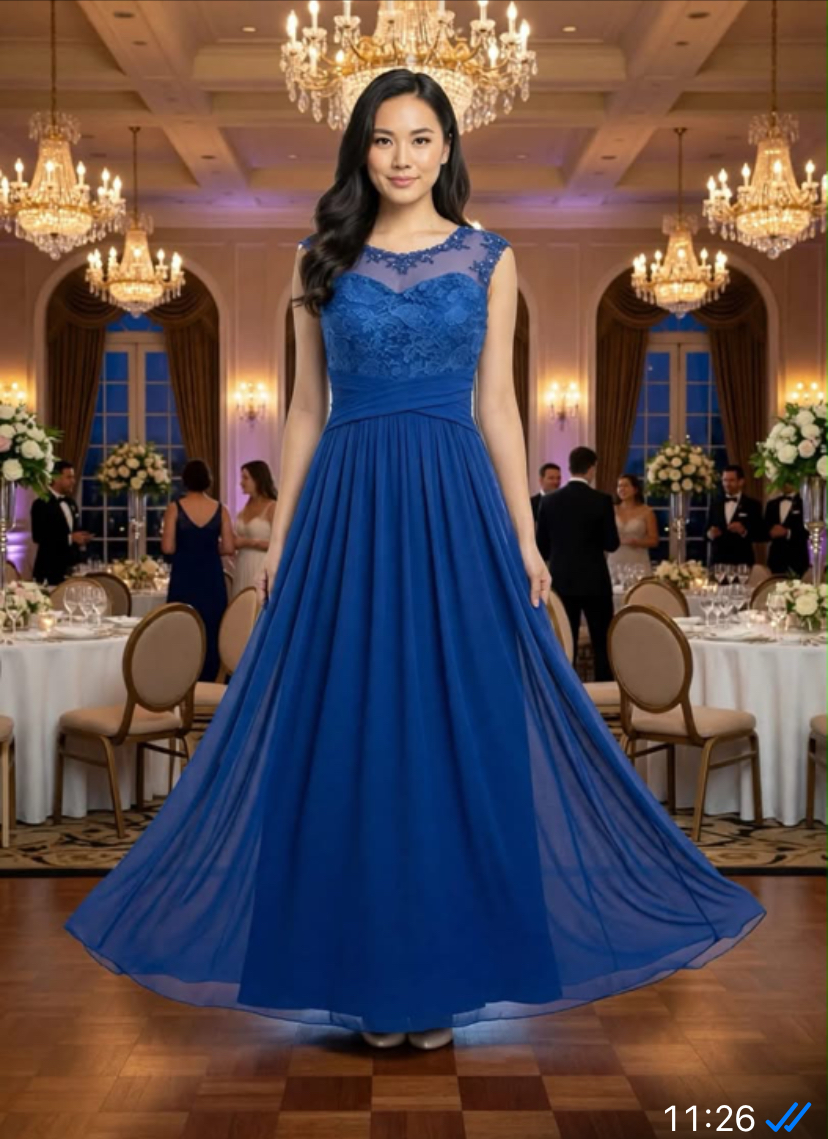 Vestido Gala Largo Azul Rey Talla L